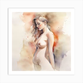 Nude Woman Watercolour Painting 1 Art Print