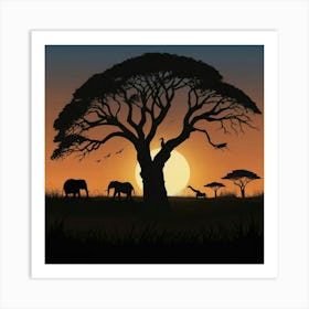 African Sunset 1 Art Print