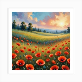 Poppies In The Meadow Art Print Art Print