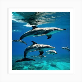 Dolphins In The Ocean Art Print