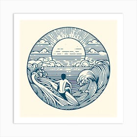 Surfer In The Ocean 1 Art Print