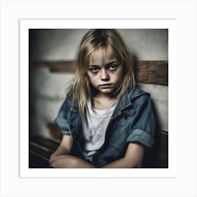 Child sitting on a bench Art Print