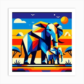 The Allies Elephants In The Savannah Art Print