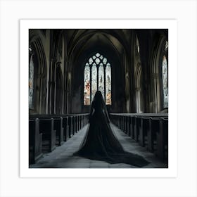 Gothic Bride In A Church Art Print