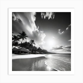 Black And White Beach 6 Art Print