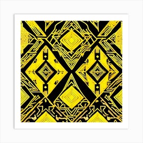 Yellow And Black Geometric Pattern Art Print