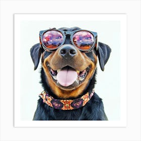 Rottweiler Wearing Sunglasses Art Print