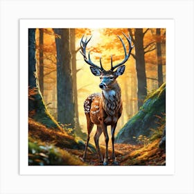 Deer In The Forest 135 Art Print