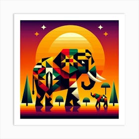 African Giants Elephants Art Print