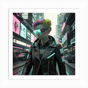 Young Woman In A Futuristic City Art Print