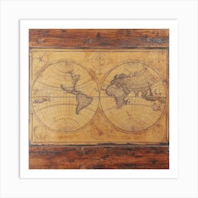 Antique World Map Art Art Print