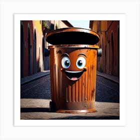 Happy Garbage Can Art Print