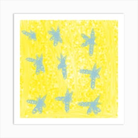 Blue And Yellow Butterflies Art Print