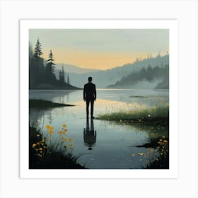 Man Standing In Water 6 Art Print