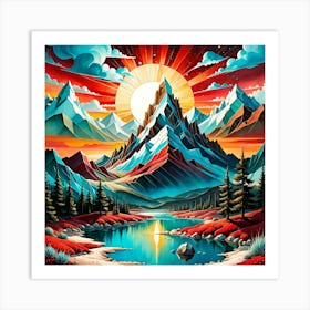 Sunset Mountain Art Print