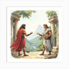 Watercolor The Ancient Myths And Legends Of Greece Depicted In Rich, Dynamic Settings 1 Art Print