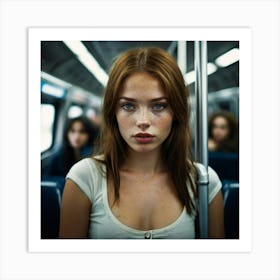 Girl On A Train 1 Art Print