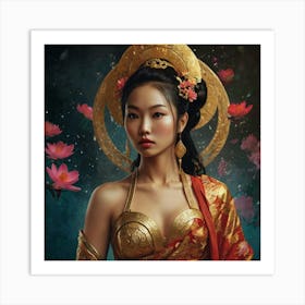 Chinese Empress The Magic of Watercolor: A Deep Dive into Undine, the Stunningly Beautiful Asian Goddess 1 Art Print