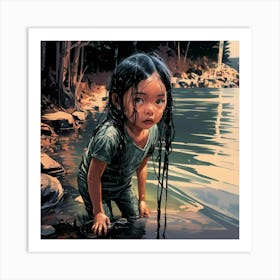 Young Girl In Water Art Print