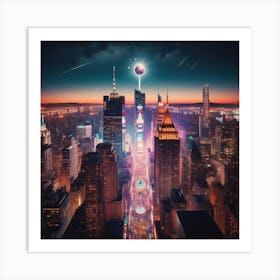 New York City At Night Art Print