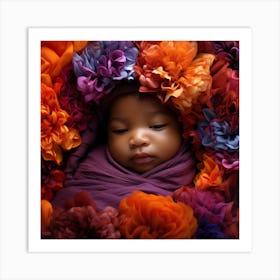 Baby In Flowers Poster