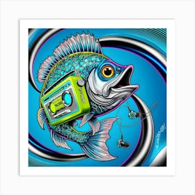 A Funky Fish With A Neon Walkman (2) Art Print