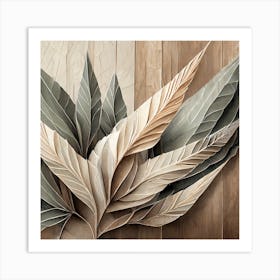 Firefly Beautiful Modern Detailed Botanical Rustic Wood Background Of Sage Herb And Indian Feathers (3) Art Print