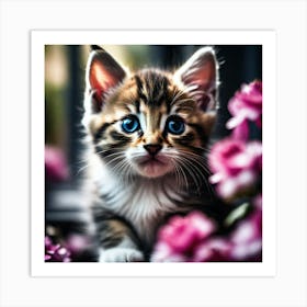 Kitten With Blue Eyes 4 Art Print