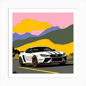 High-Performance Car Front Shot with Stripes Art Print