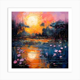 Monet's Tranquil Tides: Abstract Waters Art Print