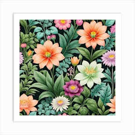 Floral Seamless Pattern 30 Art Print