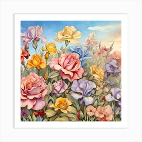 Roses In The Garden 1 Art Print