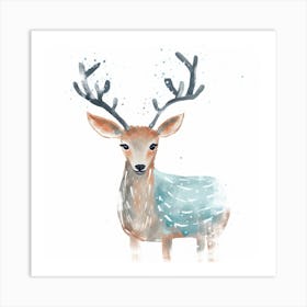 Deer Watercolor Painting Art Print