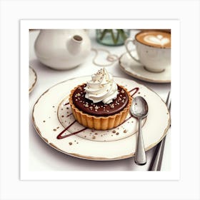 Chocolate Tart With Whipped Cream Art Print