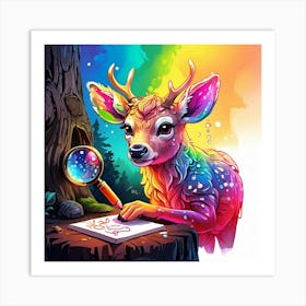 Deer With A Magnifying Glass 9 Art Print