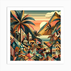 Geometric Art Tropical landscape 3 Art Print