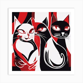 Three Cats Art Print