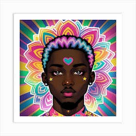 Black Man With Colorful Hair Art Print