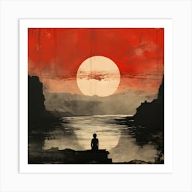 Sunset Over A Lake Art Print