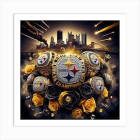 Pittsburgh Steelers Nfl Championship Rings Art Print