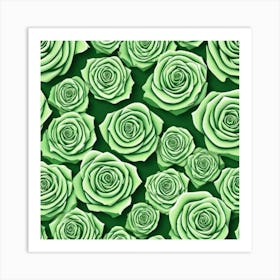 Green Roses On Green Background 2 Art Print