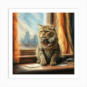 Cat Sitting By The Window Art Print