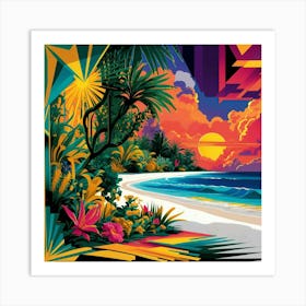 Sunset At The Beach Art Print