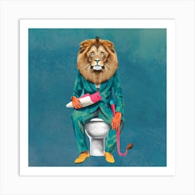 Lion On Toilet Art Print