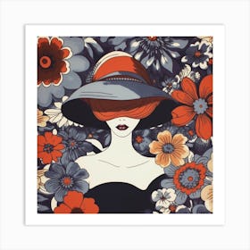 Woman In A Hat Retro Art Print