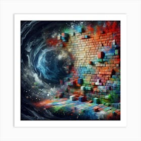 Brick Wall In Space 1 Art Print