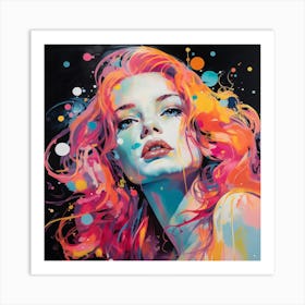 Girl With Colorful Hair 1 Art Print