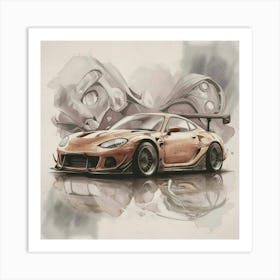 Toyota Supra A captivating and dreamy watercolor illustration featuring acut car anthropomorphic , created in the vintage, hyper-realistic and expressive style of Studio Ghibli anime. The illustration is presented in a loose, elegant and neutral color palette, with light and glossy finishes. The character is depicted in side view, displaying intricate details and expressive features. This art is reminiscent of the styles of Hajime Sorayama, Damien Hirst, Quentin Blake, Alberto Vargas, and Zdzislaw Beksiński. The overall atmosphere of the piece is dark fantasy with a touch of whimsy and creative feelings., illustration, dark fantasy, anime, drawing Model 1 Art Print