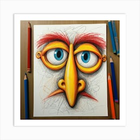 Cartoon Face Drawing Art Print