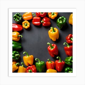 Colorful Peppers In A Circle 2 Art Print